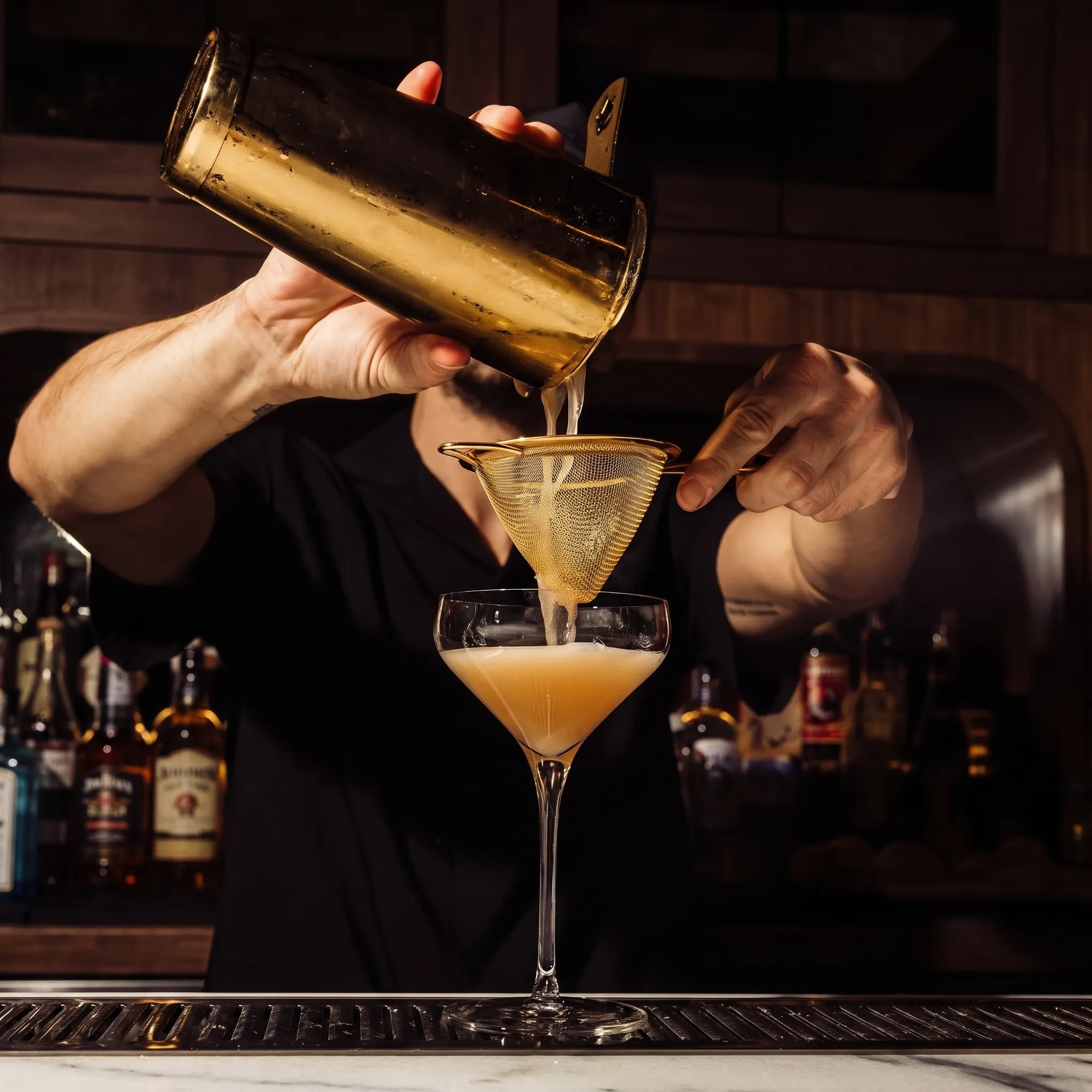 Bartender de La Reserva preparando cóctel artesanal durante un evento en Lima